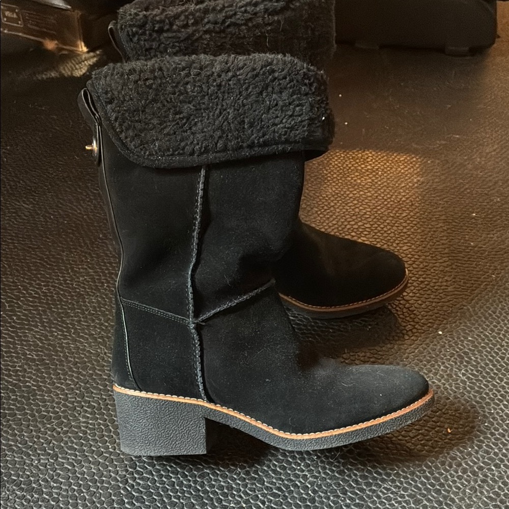 Coach Black Winter Rain Boots with Sherpa Lining